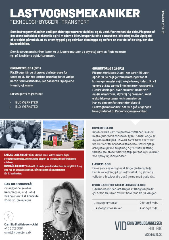 Faktaark om uddannelsen Lastvognsmekaniker