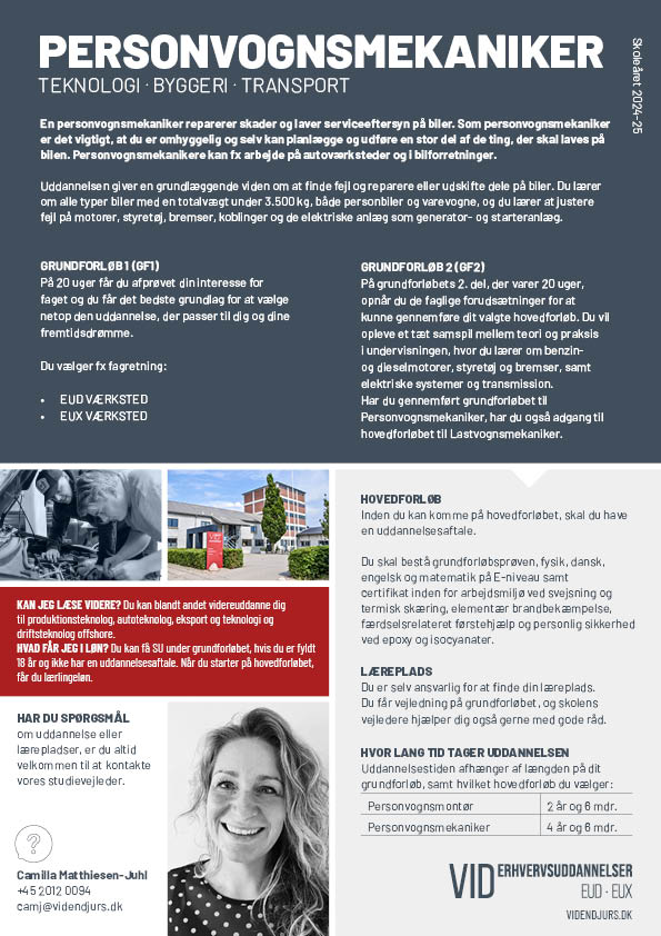 Faktaark om uddannelsen Personvognsmekaniker